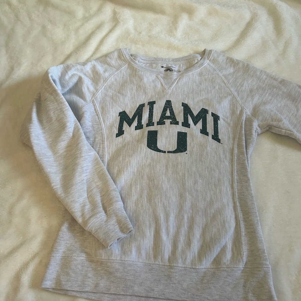 Champion Gray Miami U Women's Crew Neck Sweater